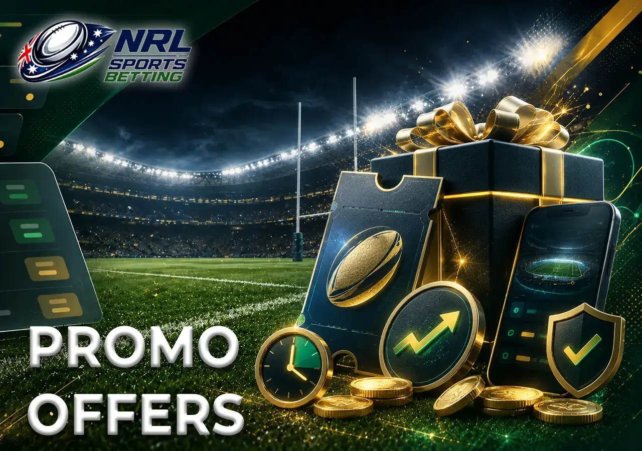 NRL bonuses with gift box, boost token, wagering slip and terms-check visual